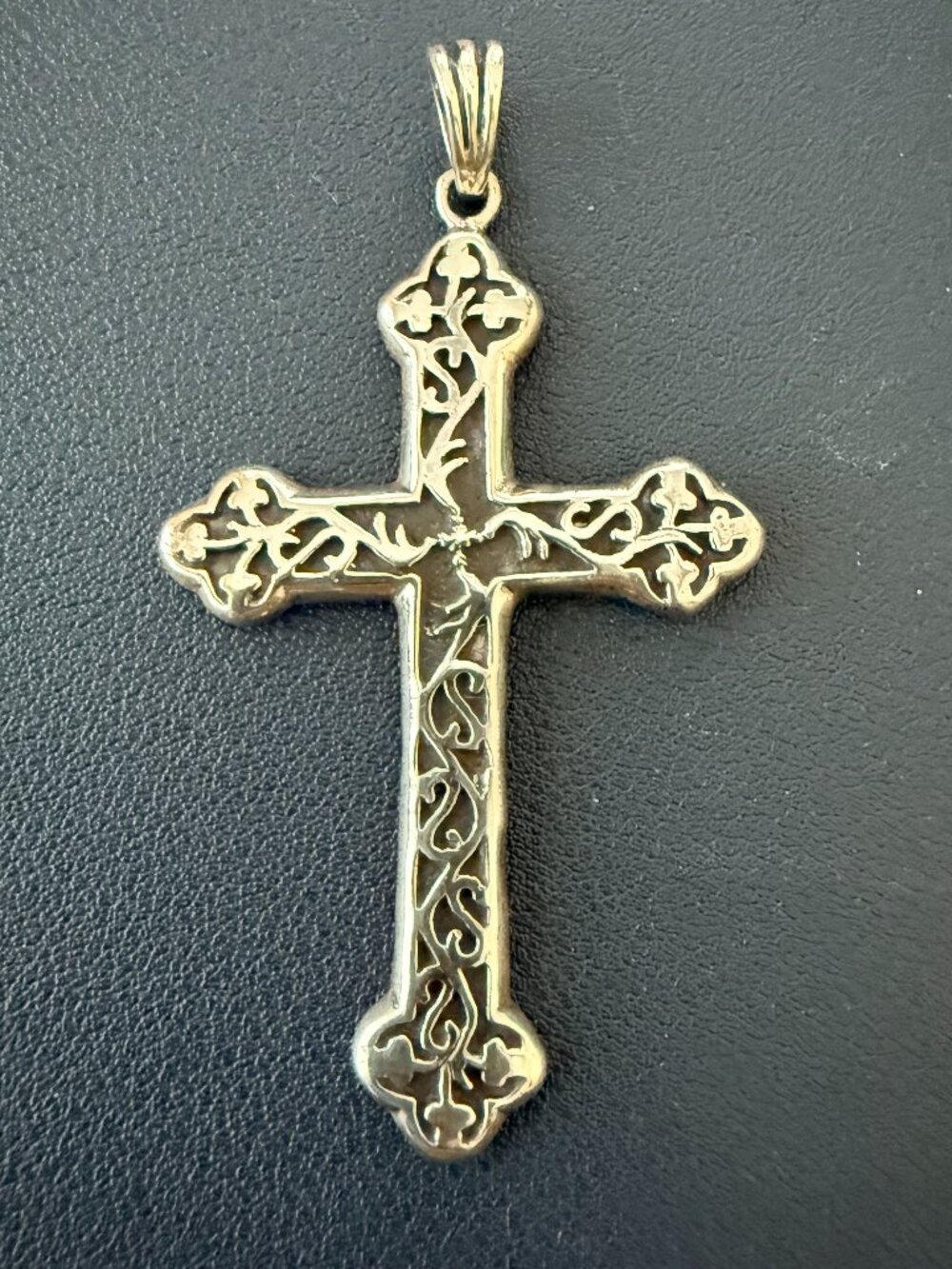 Sterling Silver Antiqued Thorn Cross Pendant NWOT